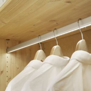 lighted closet rod with LEDs
